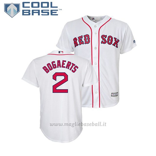 Maglia Baseball Bambino Boston Red Sox Xander Bogaerts Cool Base Majestic 1ªReplica Bianco